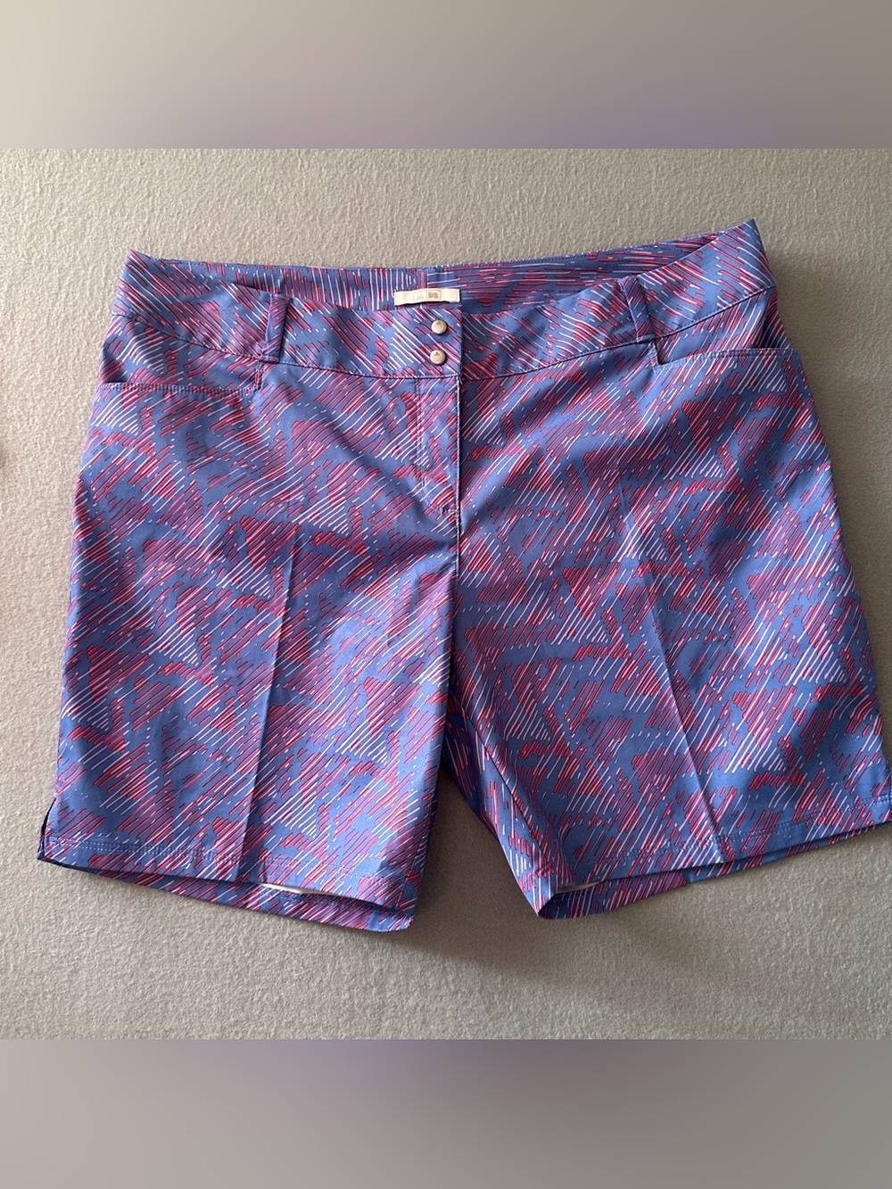 Adidas Golf Shorts Baja Blue Red All Over Print Women’s 14 7 Inch